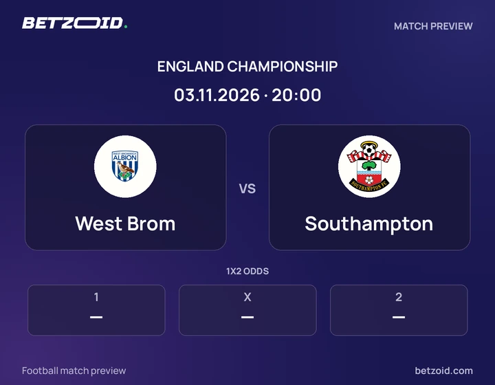 West Brom - Southampton West Brom vs Southampton: England Championship match preview with team badges and kick-off details.