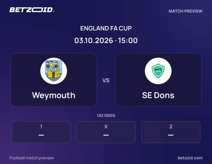 Weymouth vs SE Dons: England FA Cup match preview with team badges and kick-off details.