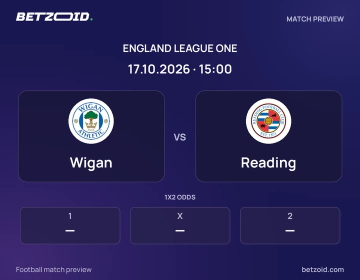 Wigan vs Reading: England League One match preview with team badges and kick-off details.