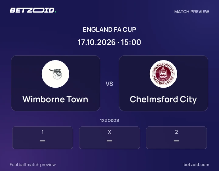 Wimborne Town - Chelmsford City Wimborne Town vs Chelmsford City: England FA Cup match preview with team badges and kick-off details.