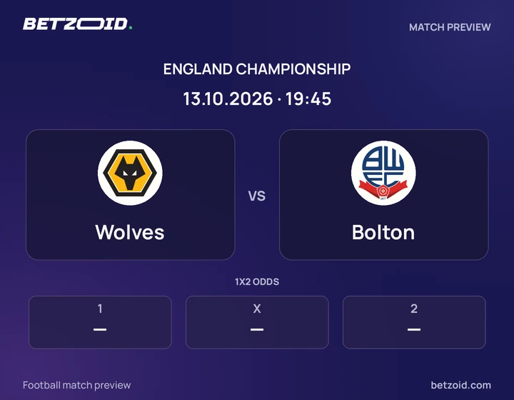 Wolves vs Bolton: England Championship match preview with team badges and kick-off details.