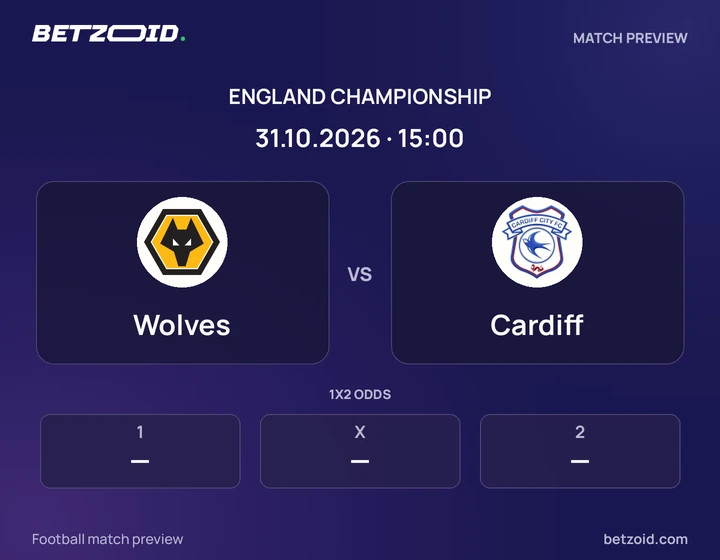 Wolves vs Cardiff: England Championship match preview with team badges and kick-off details.