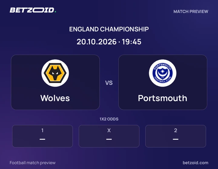 Wolves - Portsmouth Wolves vs Portsmouth: England Championship match preview with team badges and kick-off details.
