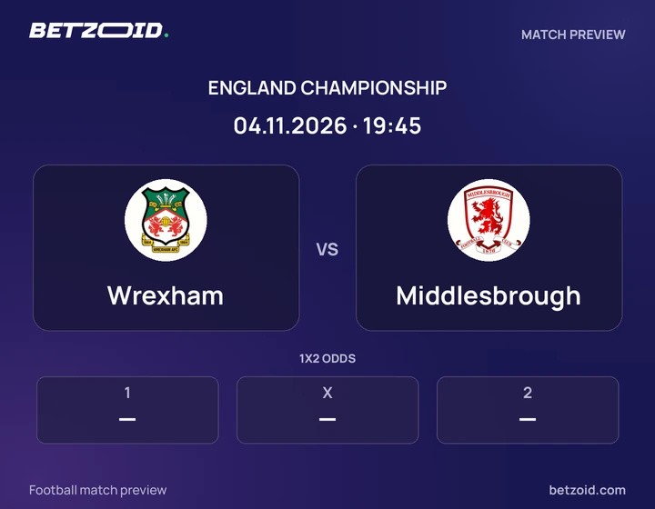 Wrexham - Middlesbrough Wrexham vs Middlesbrough: England Championship match preview with team badges and kick-off details.