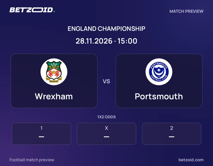 Wrexham - Portsmouth Wrexham vs Portsmouth: England Championship match preview with team badges and kick-off details.