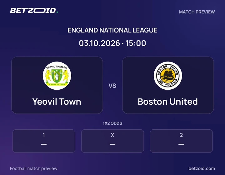 Yeovil Town - Boston United Yeovil Town vs Boston United: England National League match preview with team badges and kick-off details.