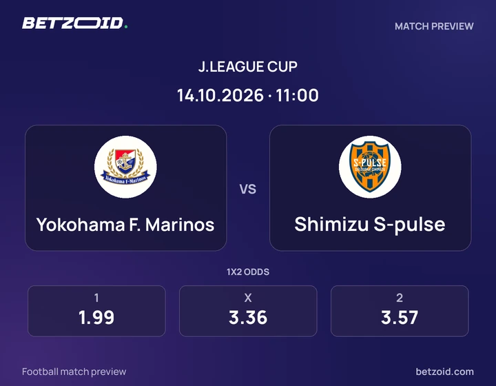 Yokohama F. Marinos - Shimizu S-pulse Yokohama F. Marinos vs Shimizu S-pulse: J.League Cup match preview with team badges and kick-off details.