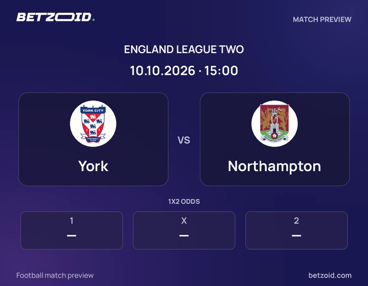 York - Northampton York vs Northampton: England League Two match preview with team badges and kick-off details.