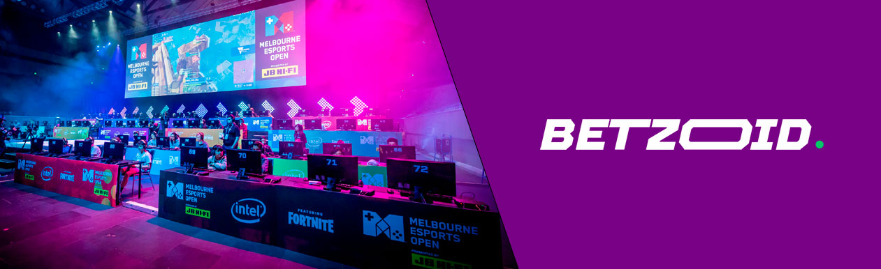 Betzoid logo with spectators and the esports arena.