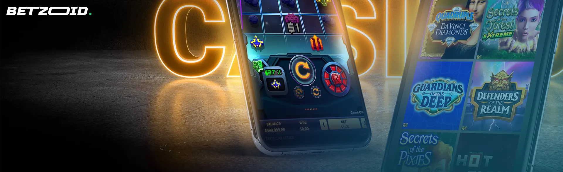 A mobile phone displays casino mobile phone casino games.