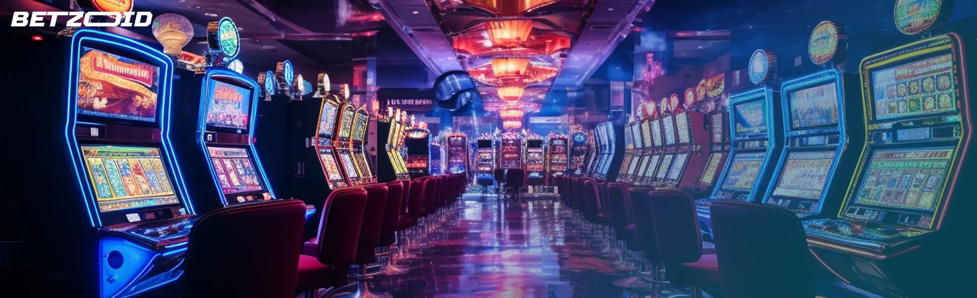 A casino slot machine hall, symbolizing the world of real money casino apps for Android.
