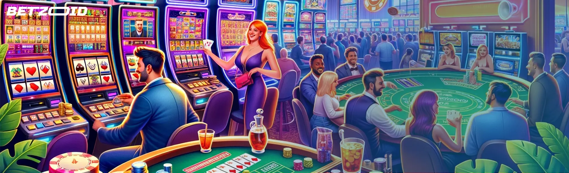 People playing slot machines and table games with ₹300 minimum deposit in a lively casino atmosphere.
