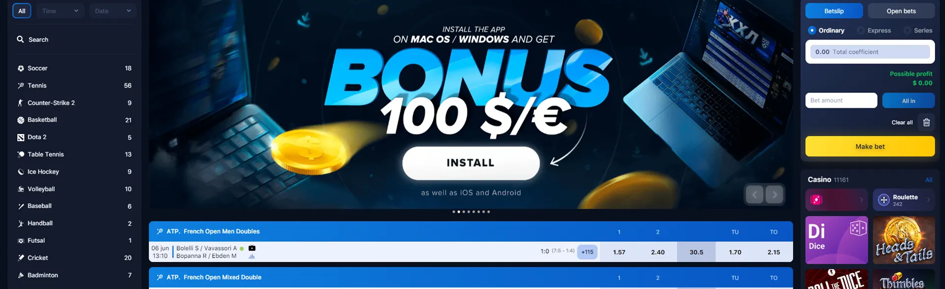 Review of notifications about bonuses for registration on the betting site 1win.