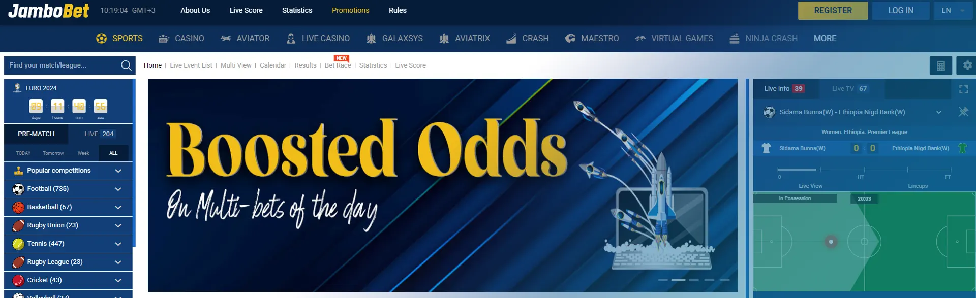 Boosted odds for players on the Jambobet betting site.