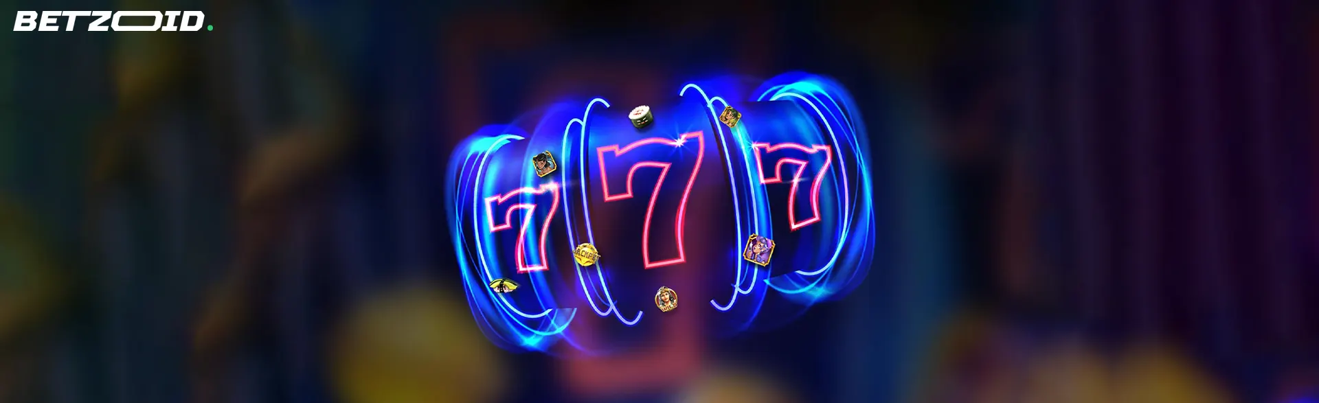 A glowing slot machine with spinning reels displaying '777' symbols, representing the best welcome bonus casino offers in Canada.
