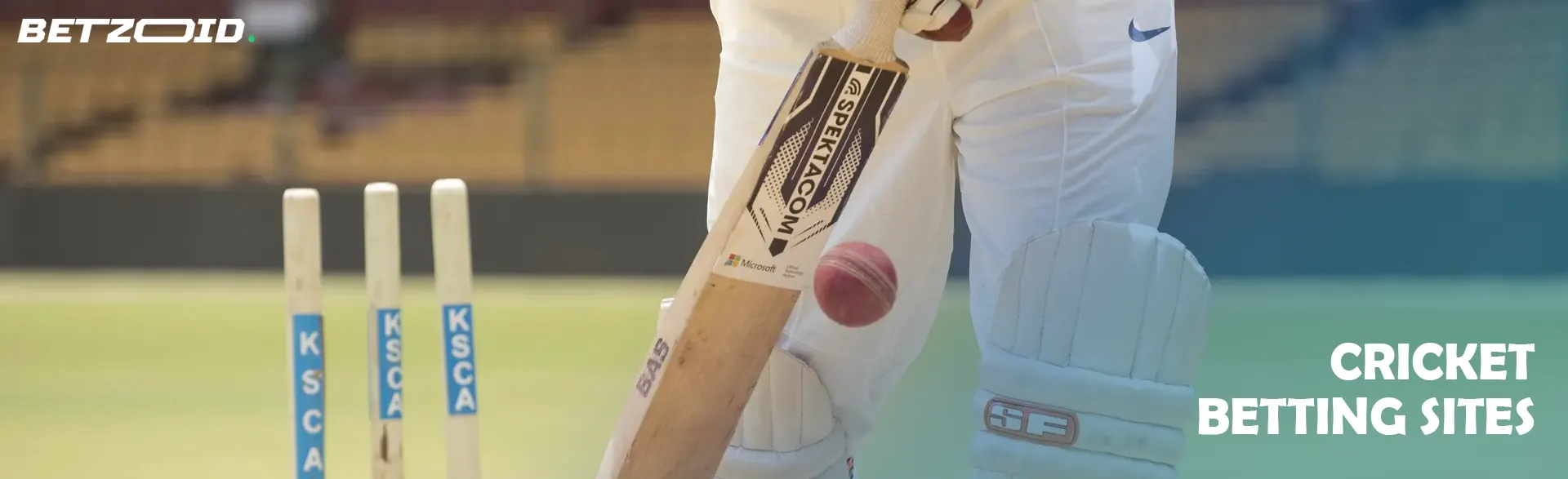 Close-up of a cricket bat and ball in action during a match, representing cricket betting sites in Canada.