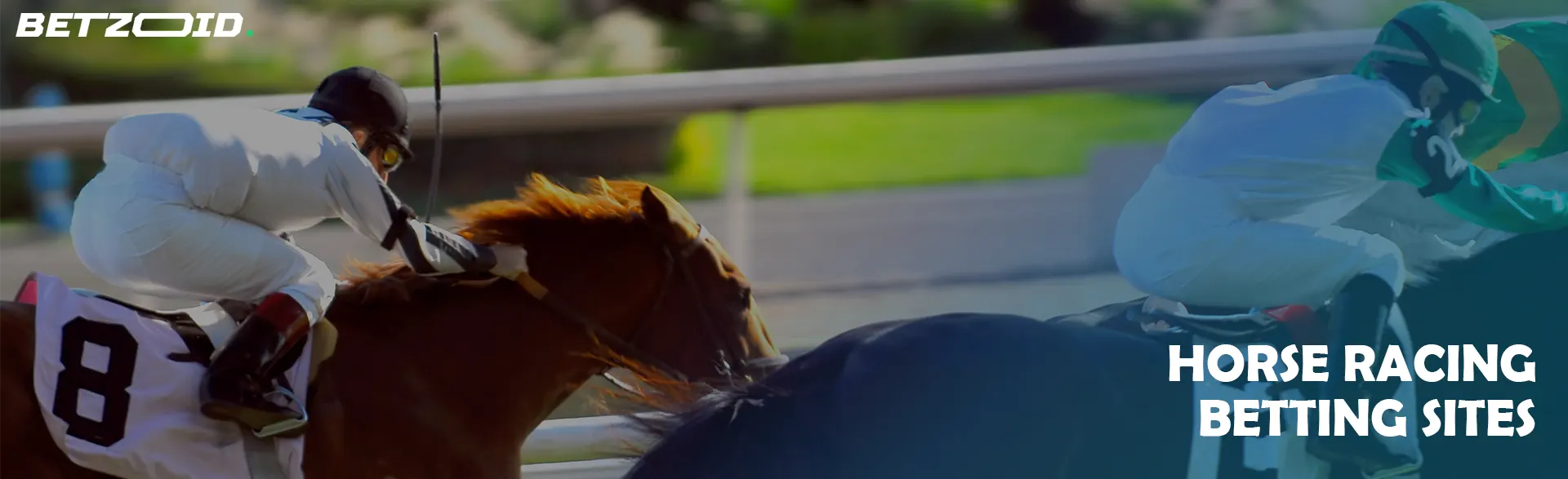 Jockeys racing on horses, highlighting online horse betting in Canada.