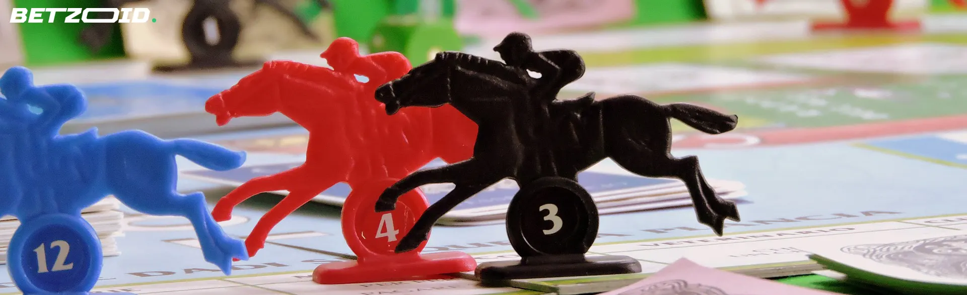 Colorful toy horse race on a game board, symbolizing international betting sites offering free bets in Canada.
