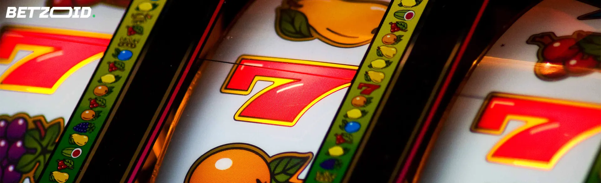 Slot machine display with vibrant sevens and fruits, perfect for a real money casino pokies app on iPhone.