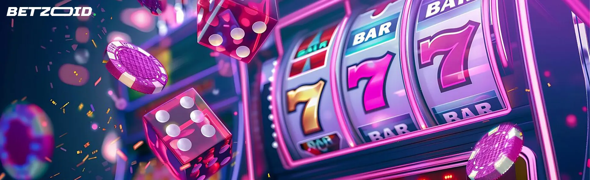 Slot machine con dadi e gettoni.