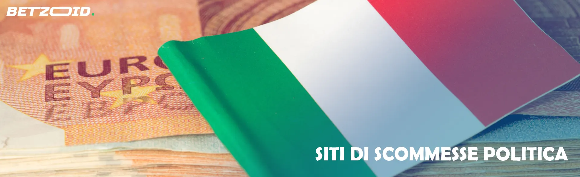 Bandiera italiana su una banconota euro.