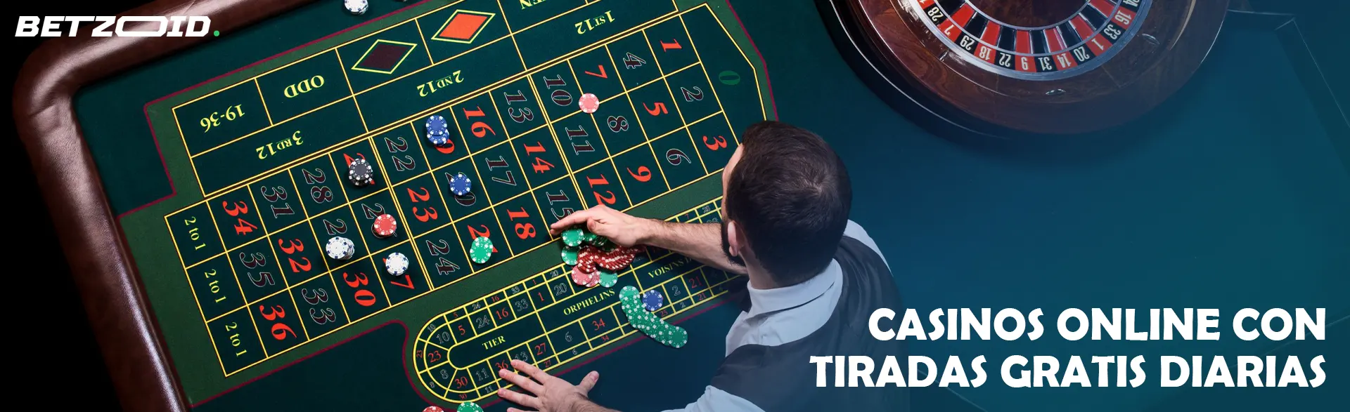 Mesa de ruleta de casino con croupier colocando fichas.