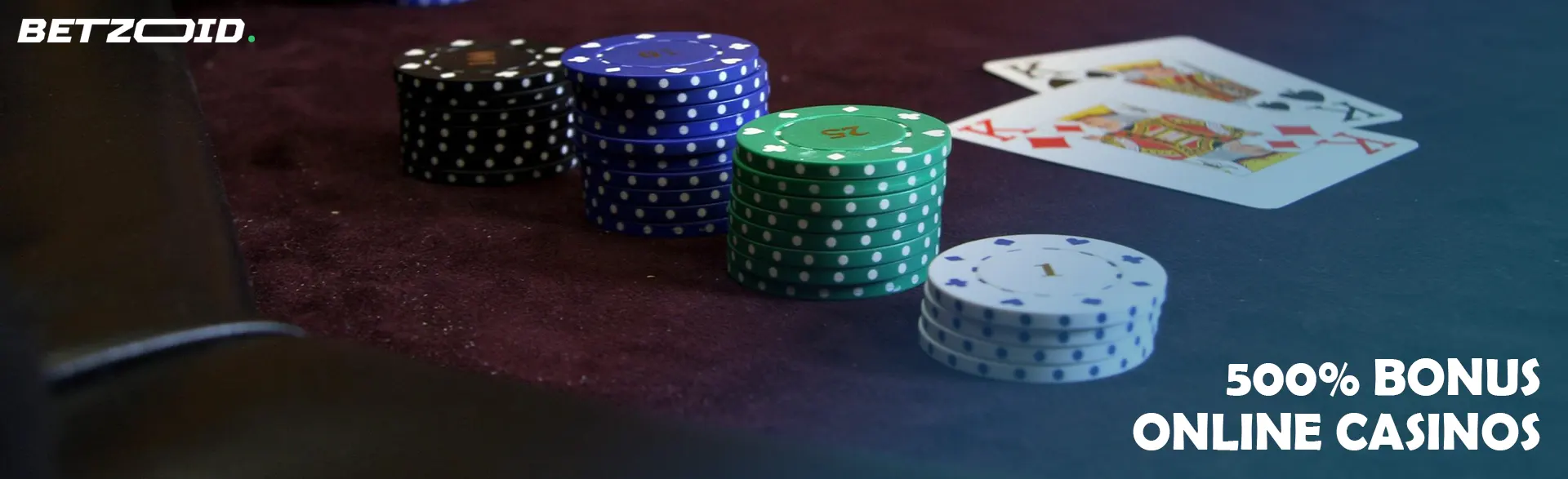 Stacks of chips and cards on the table.