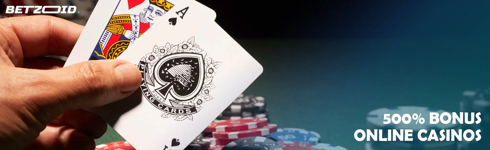 Ace and king cards on a background of chips.