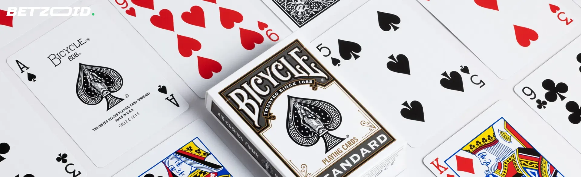 A deck of cards is laid out.