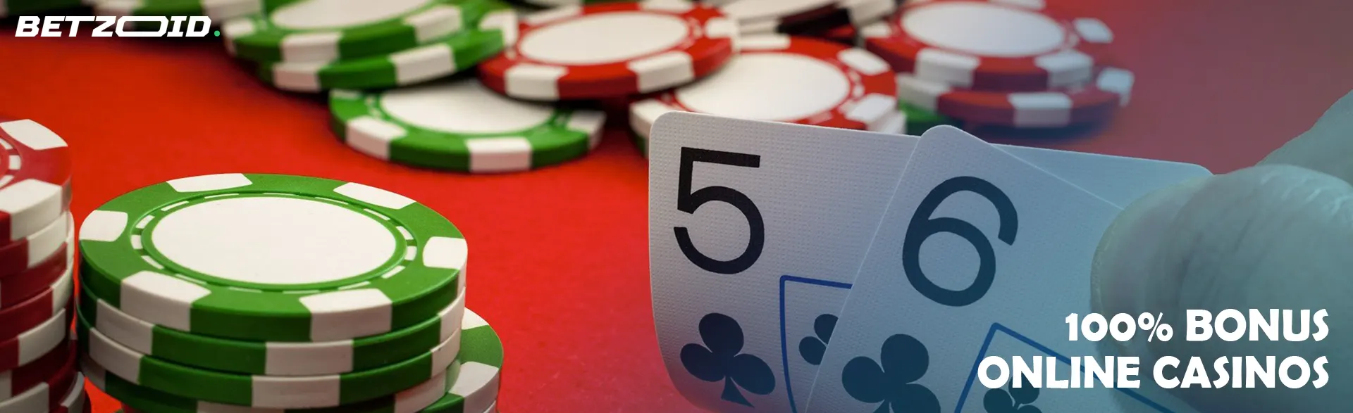 Two playing cards and casino chips.
