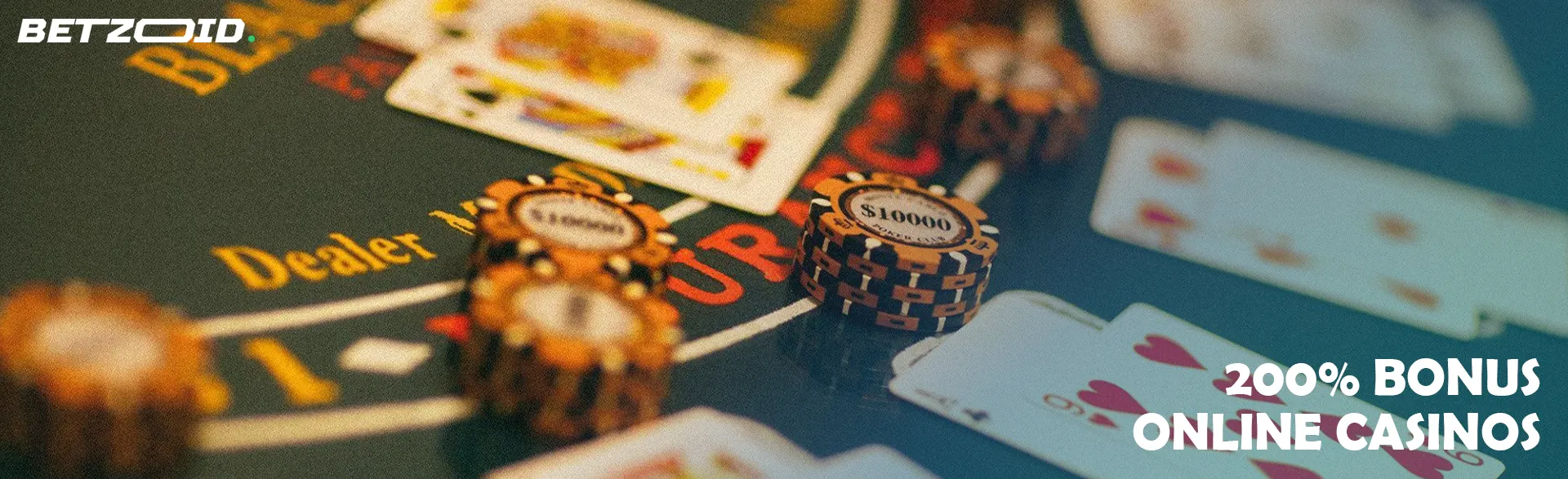 Chips and cards on the casino table.