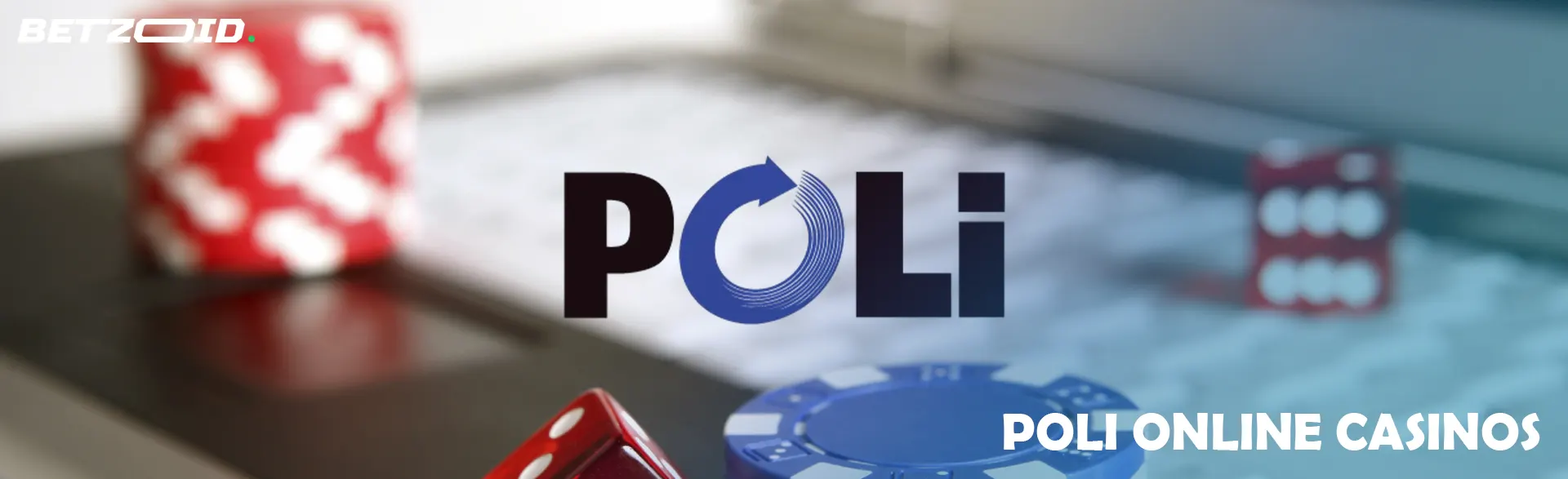 Logo POLi on the background of chips and cubes.