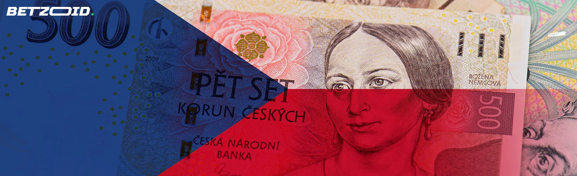Vlajka České republiky na pozadí české koruny.