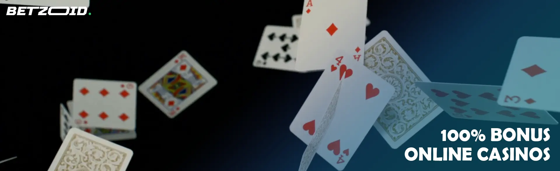 Cards in the air on a dark background.