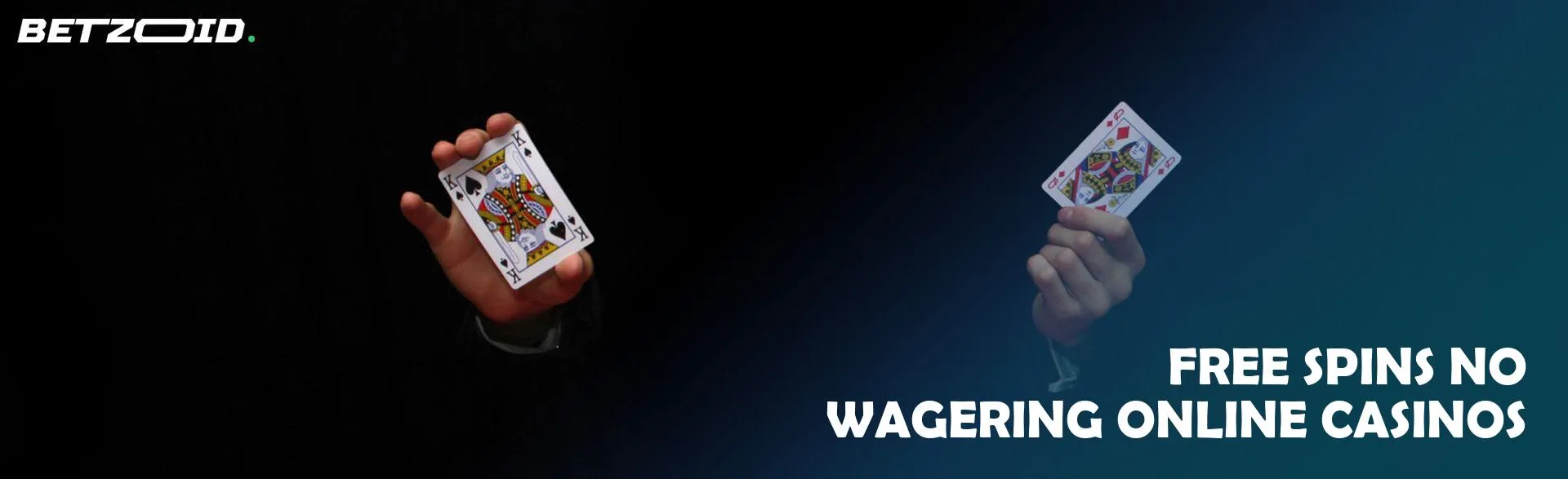 A man shows two cards on a dark background.