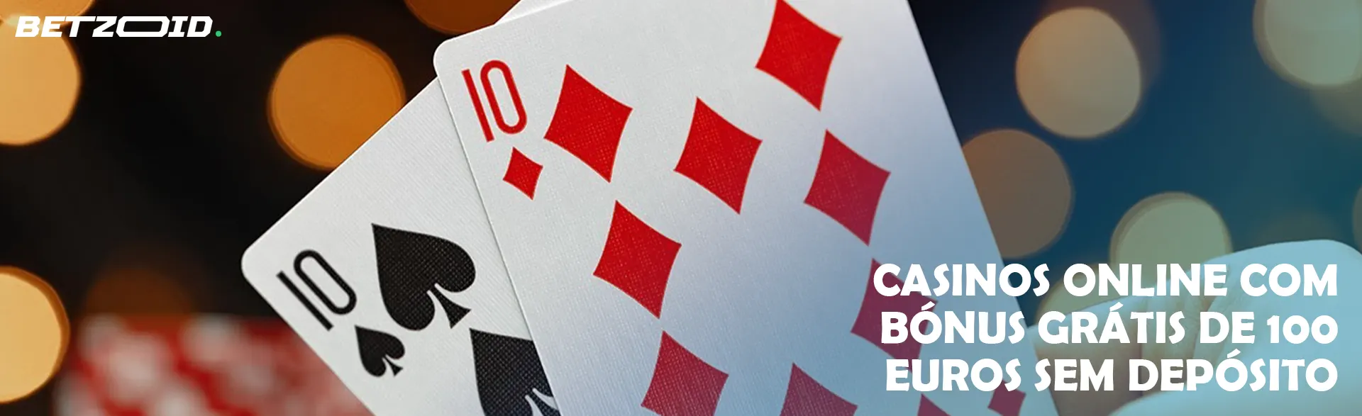 Duas cartas no fundo das luzes do casino.