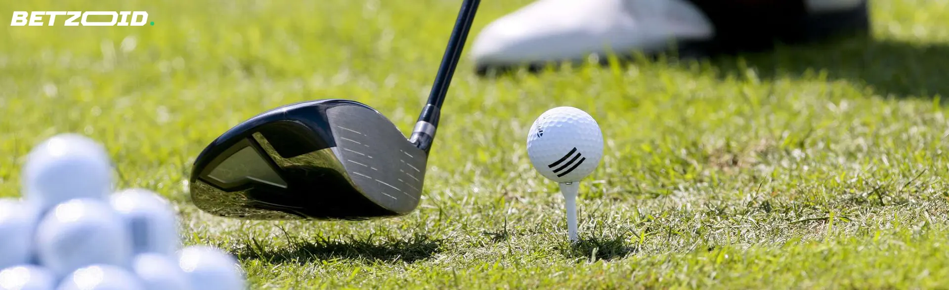 A golfer prepares for a shot.