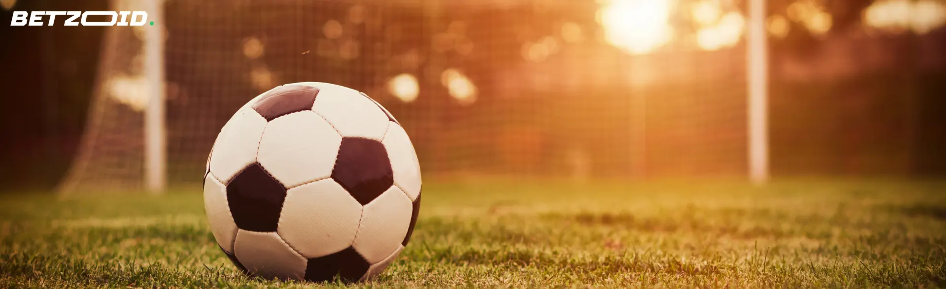 A bola de futebol está no campo.