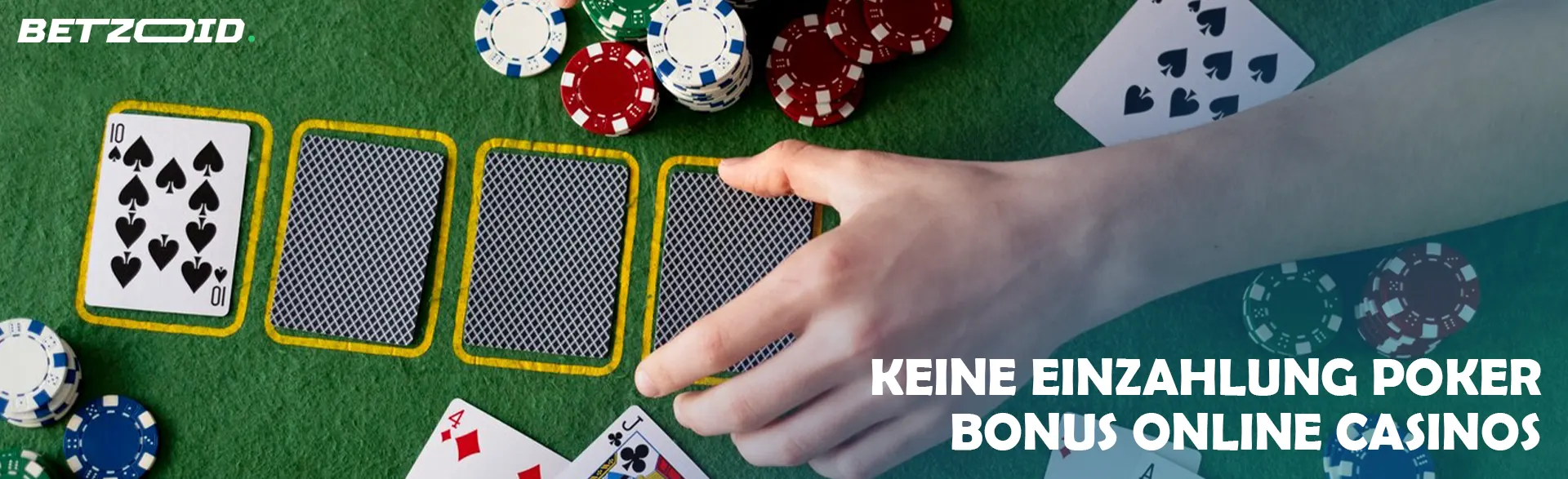 Der Spieler legt die Karten auf dem Casinotisch aus.