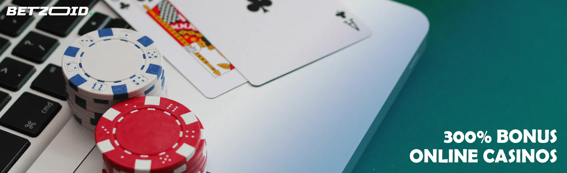 Cards and chips on the keyboard.