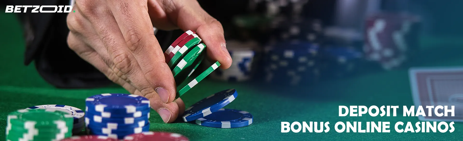The player places chips on the casino table.