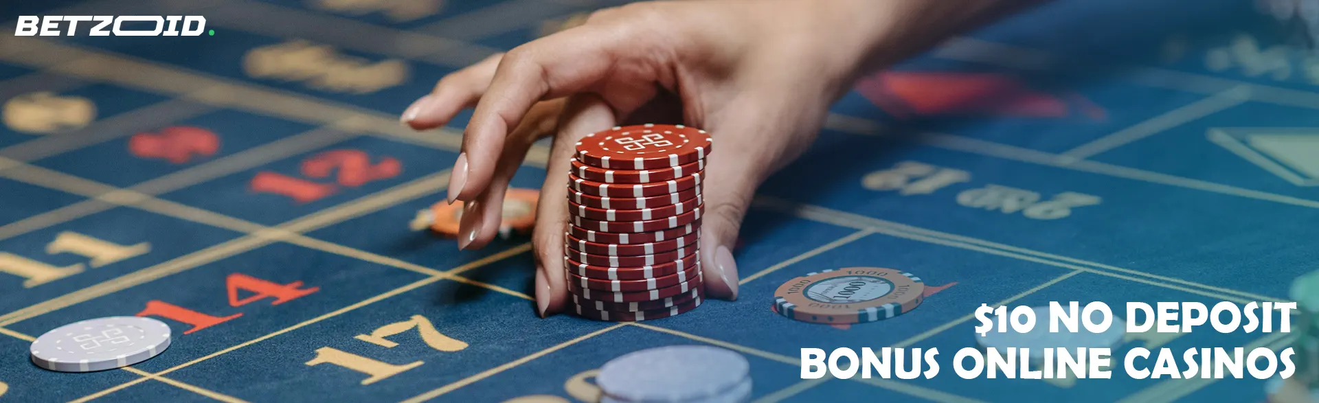 The player places chips on the casino table.