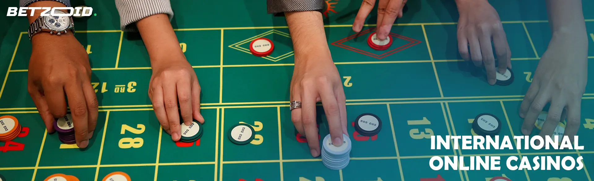Players place chips on the casino table.