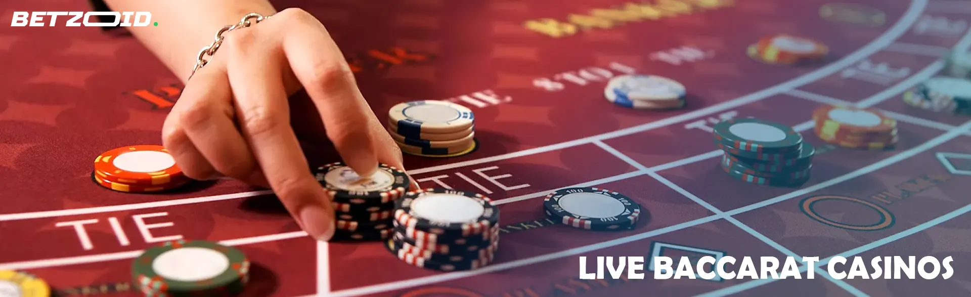 The player places chips on the casino table.