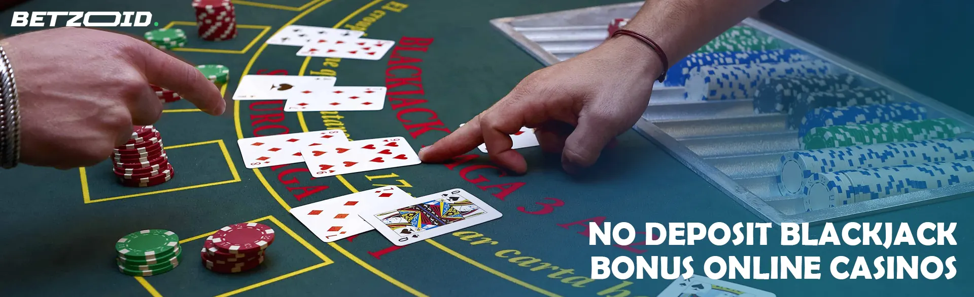 The player points to the cards lying on the casino table.