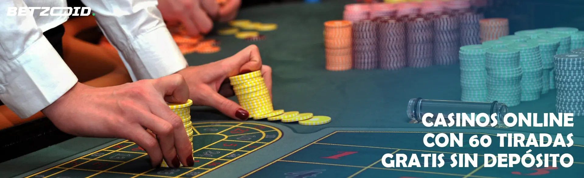 Un jugador tiene fichas en la mesa del casino.