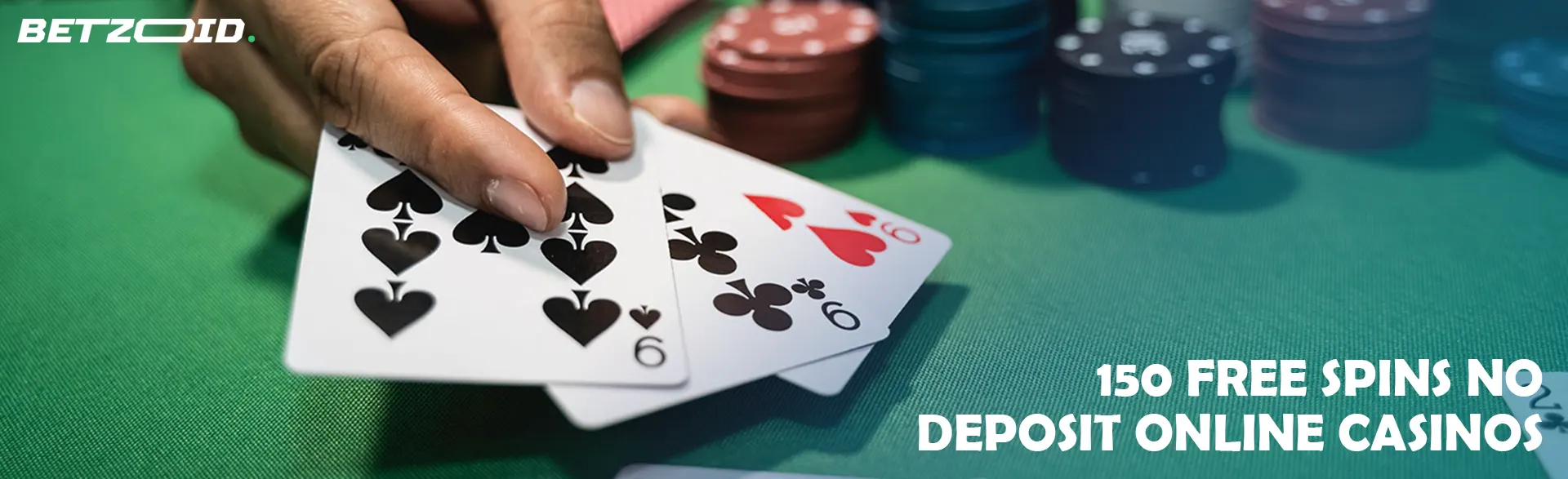The player holds cards next to casino chips.