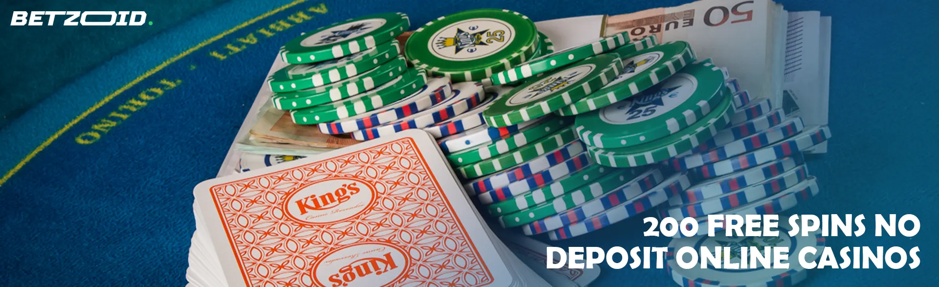 Cards, money and chips on a casino table.