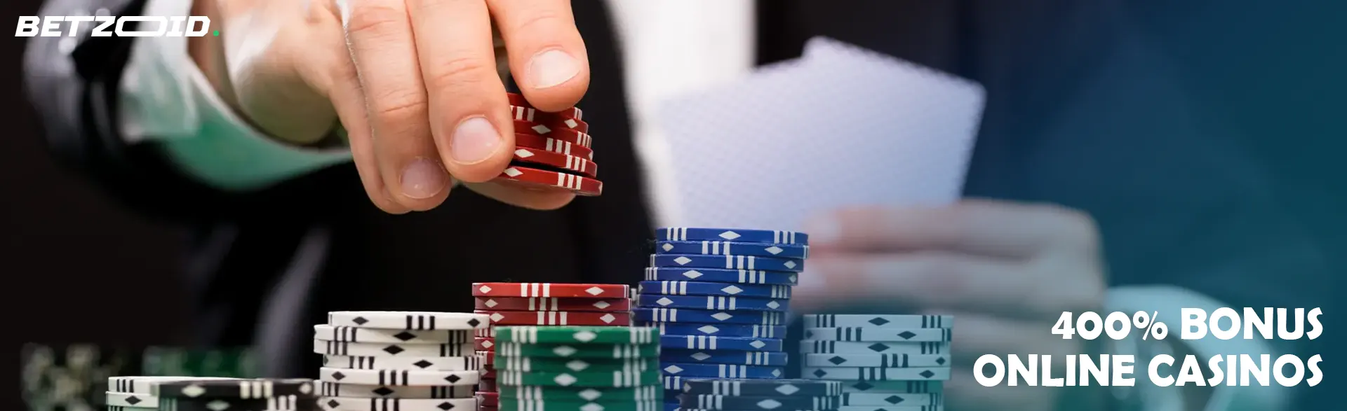 The player places casino chips.