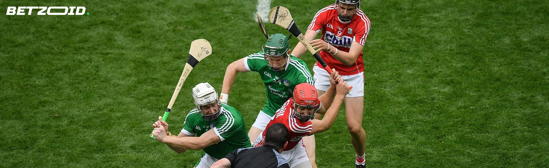 Gurling players in action during a game.